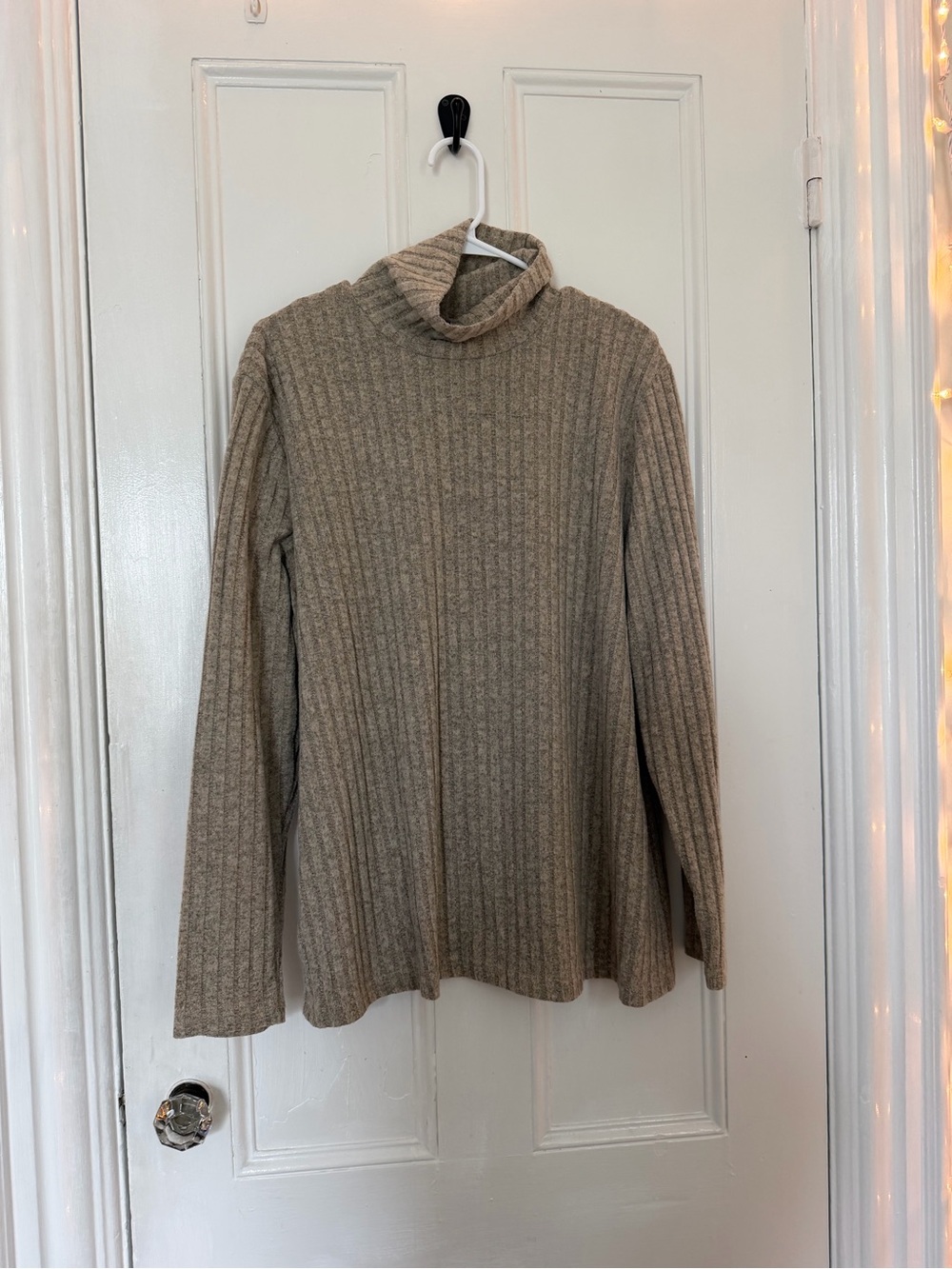 Ribbed Turtleneck Sweater - Beige